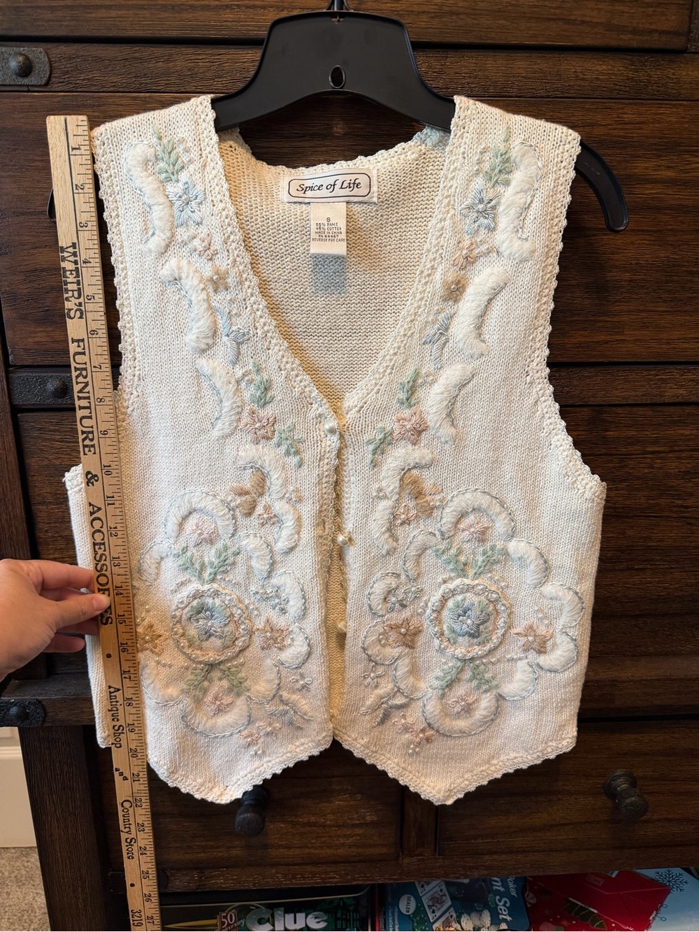 Spice of Life Cream Embroidered Knit Vest